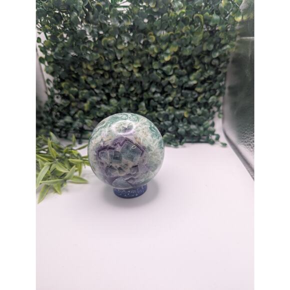 Rainbow Fluorite Sphere Heavy crystal display piece witch natural snowflake - Picture 3 of 5